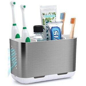 Toothbrush Holder Organizer Countertop Electric Toothbrush Caddy Nickel